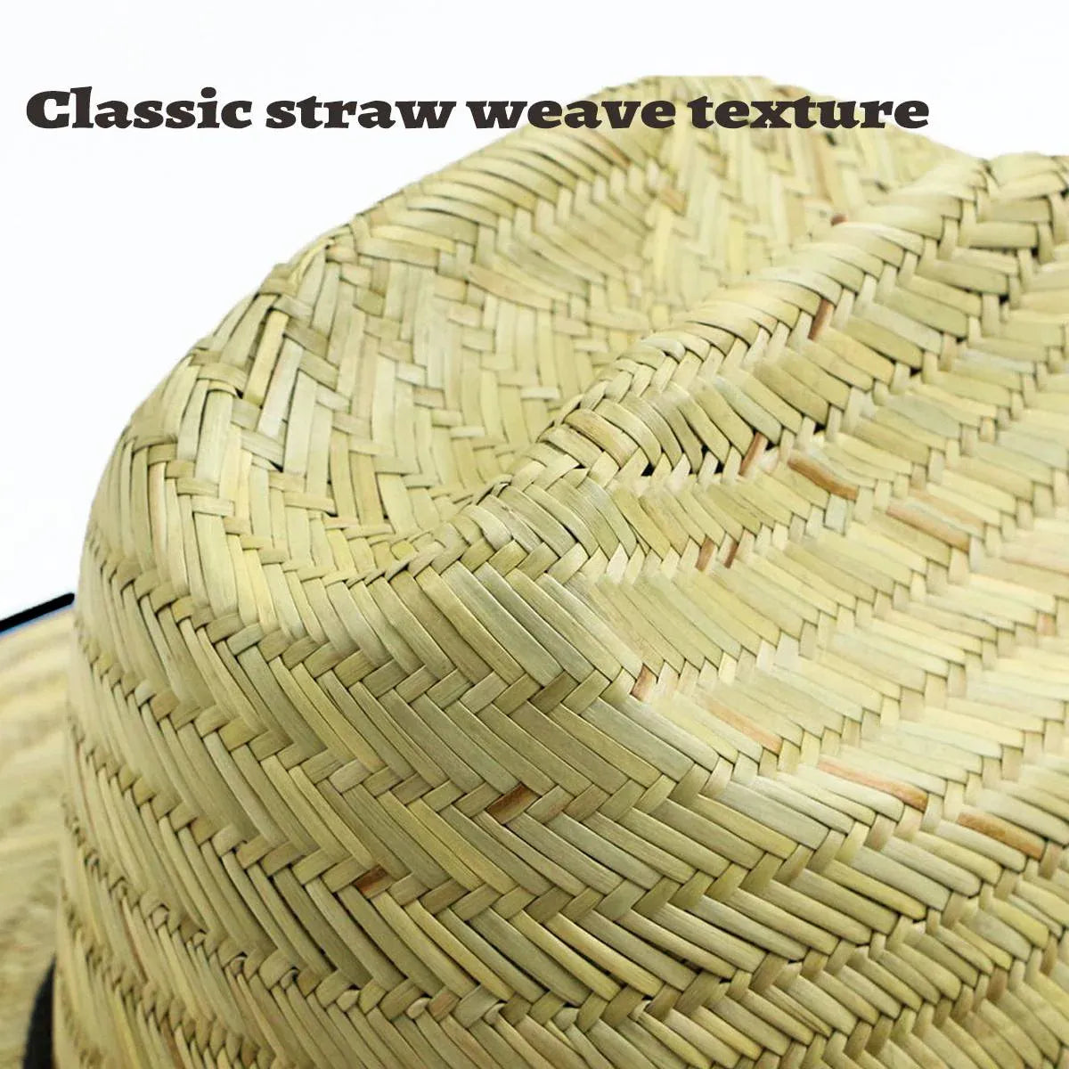 Handmade Braided Wide Brim Summer Straw Jazz Hat Beach Sun