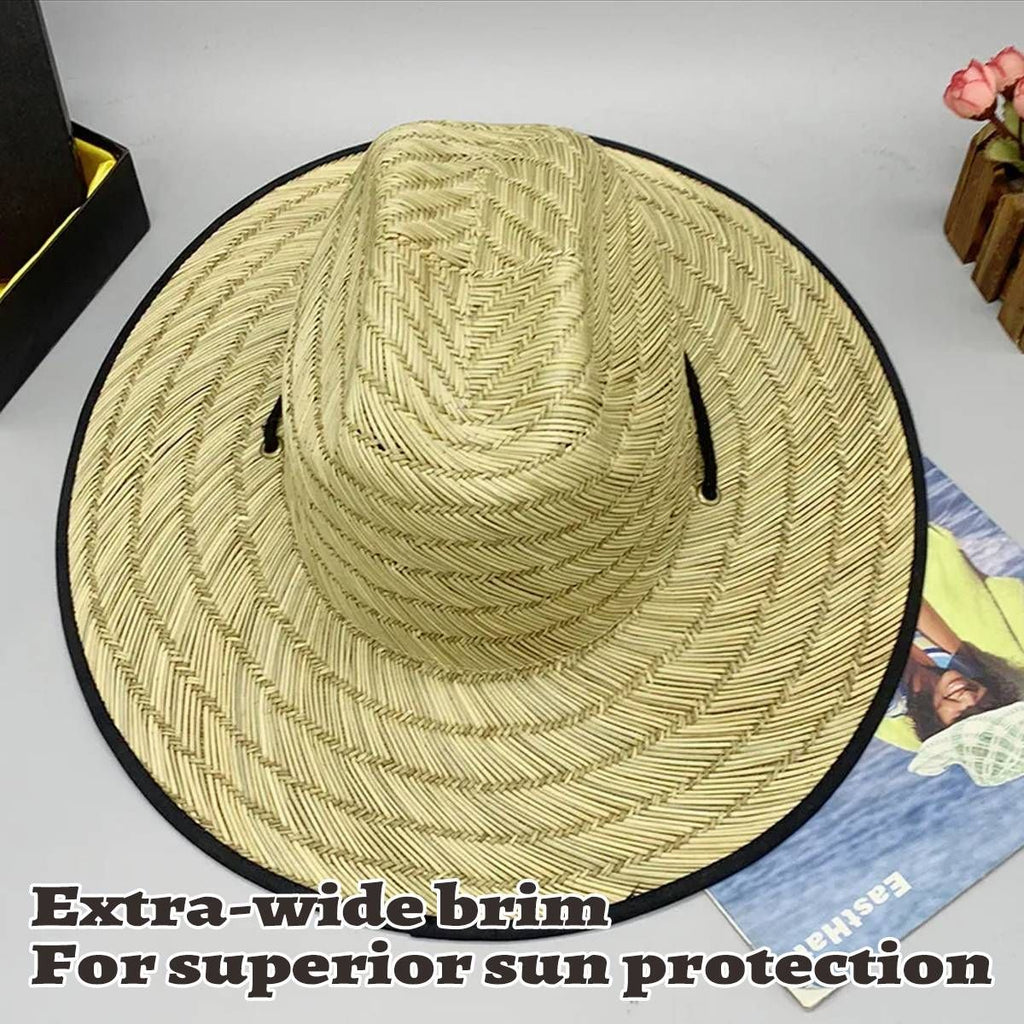 Handmade Braided Wide Brim Summer Straw Jazz Hat Beach Sun