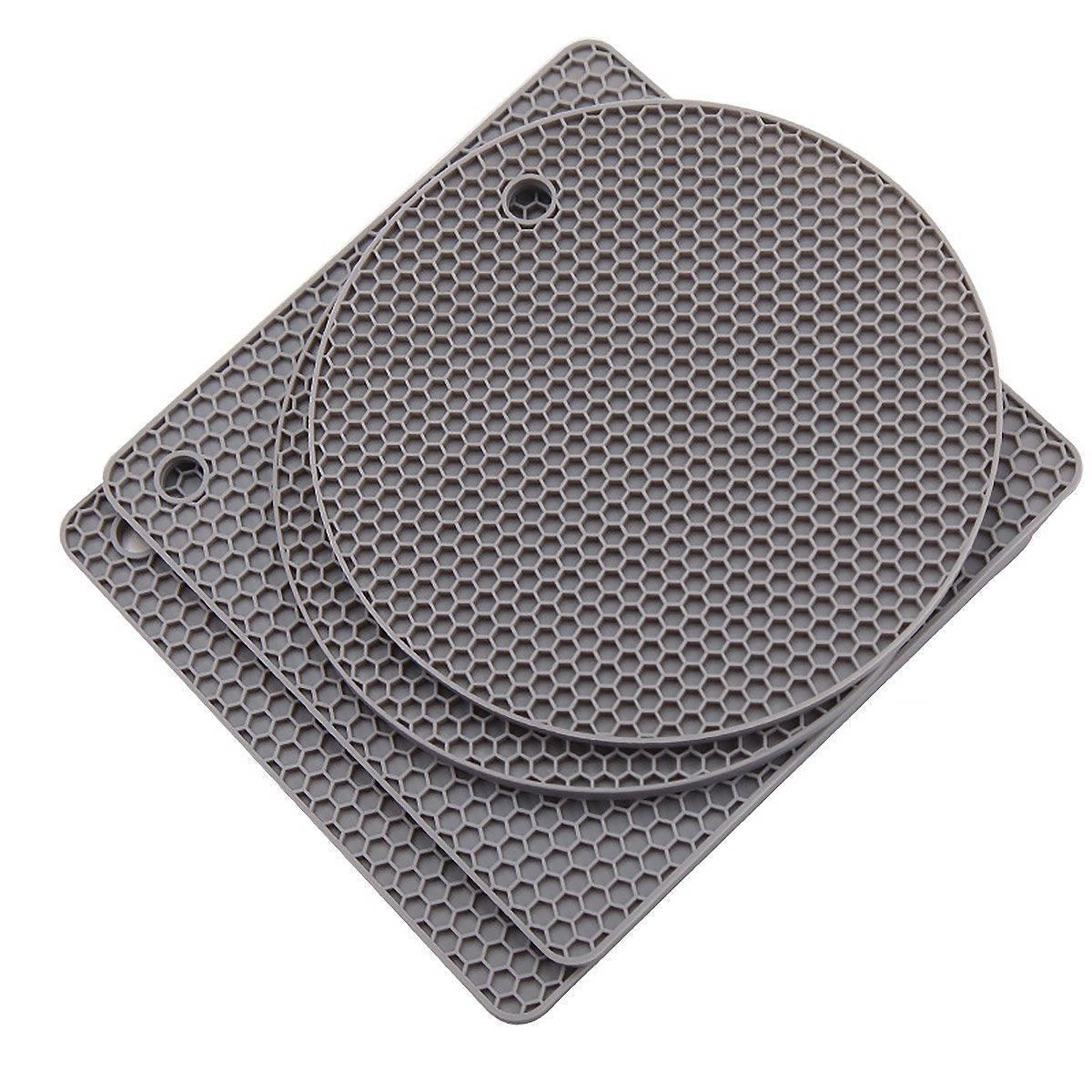 Silicone Honeycomb Heat Resistant Mats, Set of 4, Grey