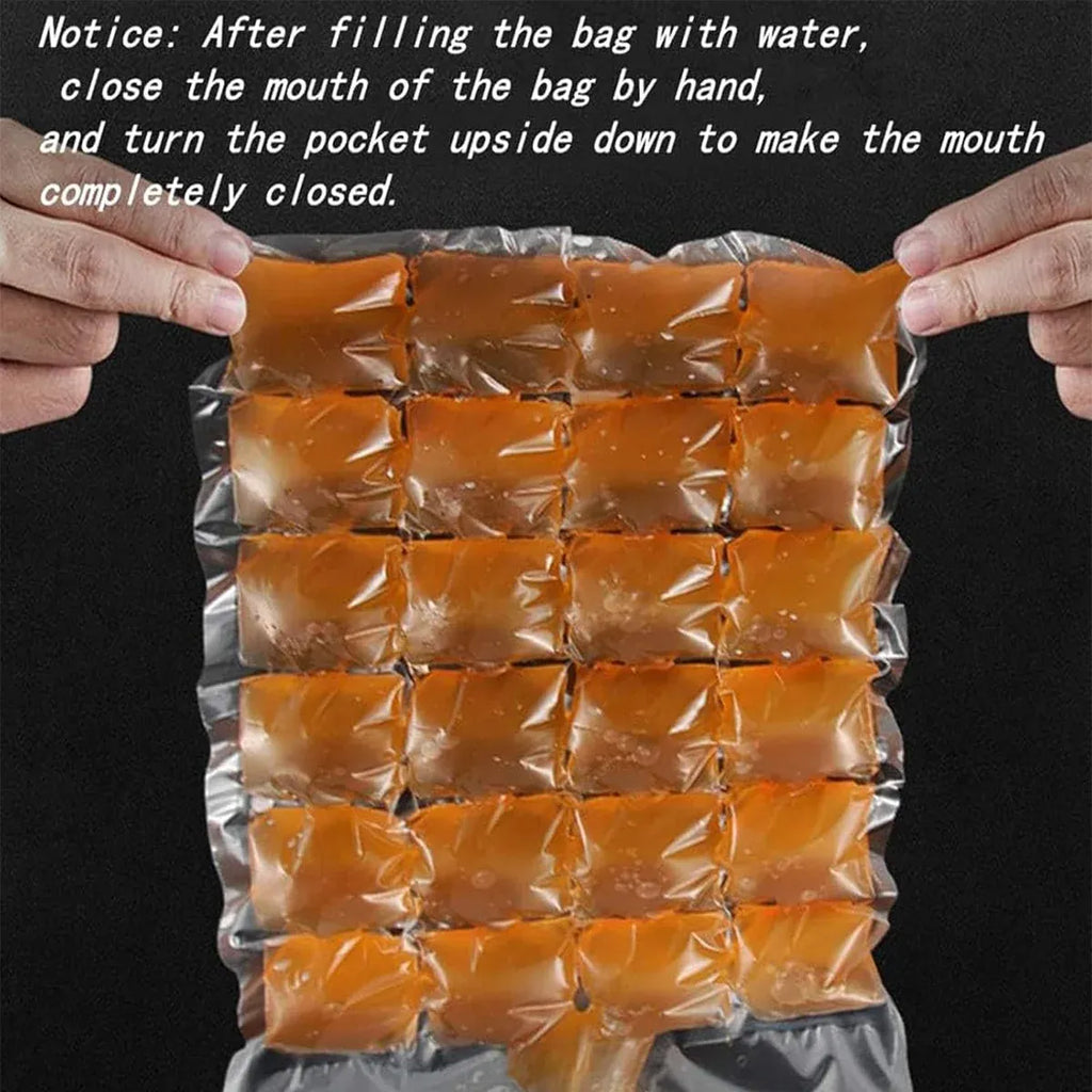 Disposable Self-Sealing Ice Cube Bags with Funnel, 100 Pack