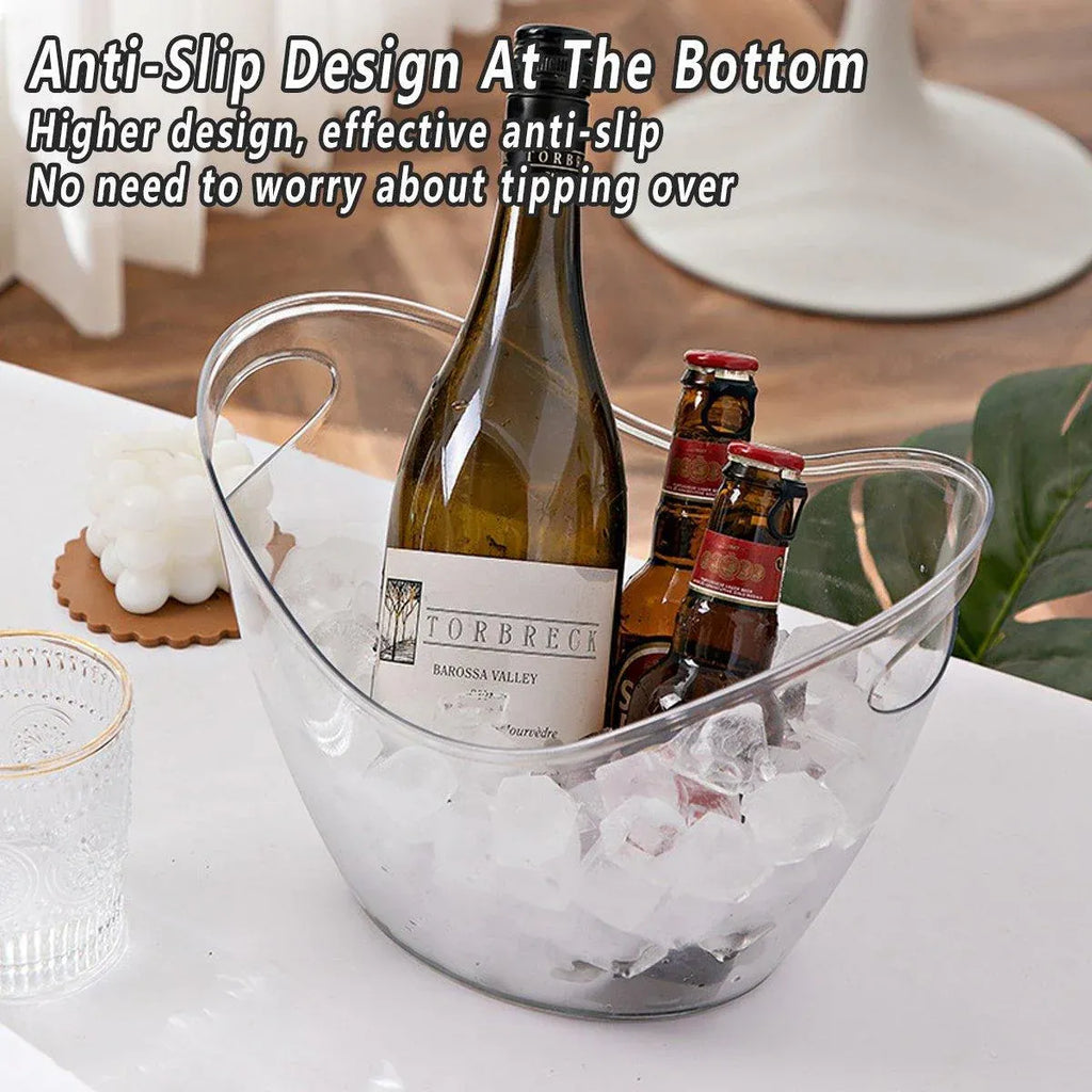 2PCS Transparent 3.5L Ice Bucket Large Capacity Wine Beer Cooler Picnic Basket
