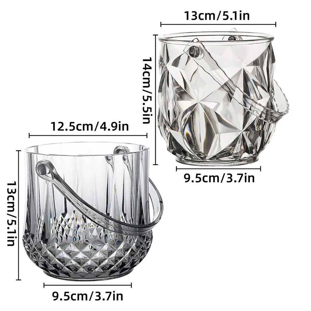 Acrylic Ice Bucket with Handle and Tongs, 1.2 L
