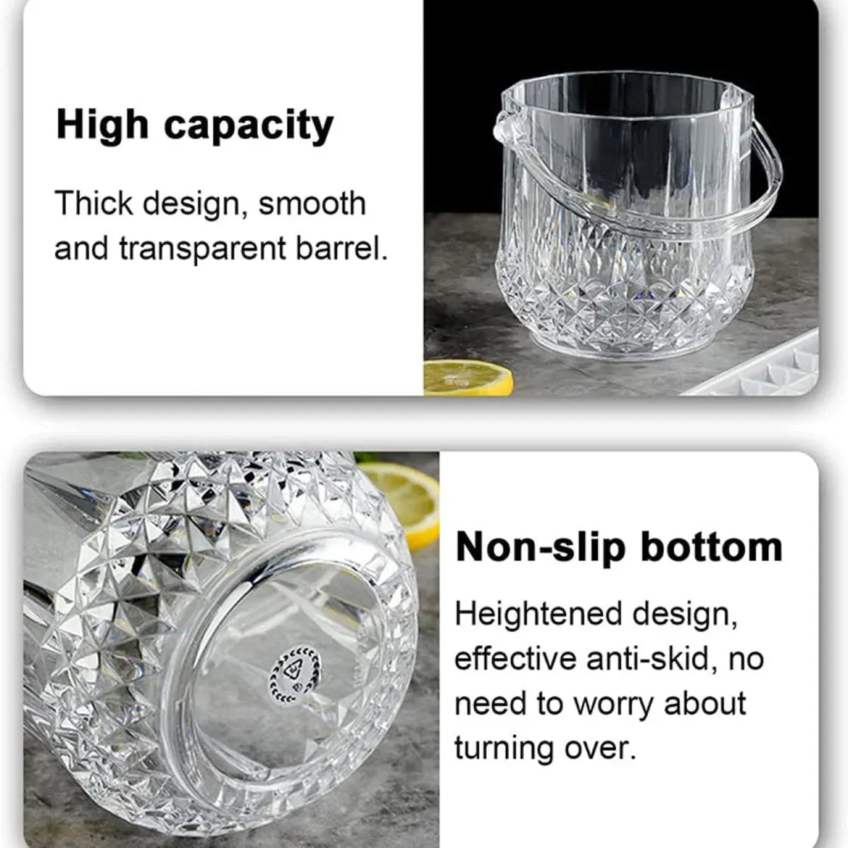 Acrylic Ice Bucket with Handle and Tongs, 1.2 L