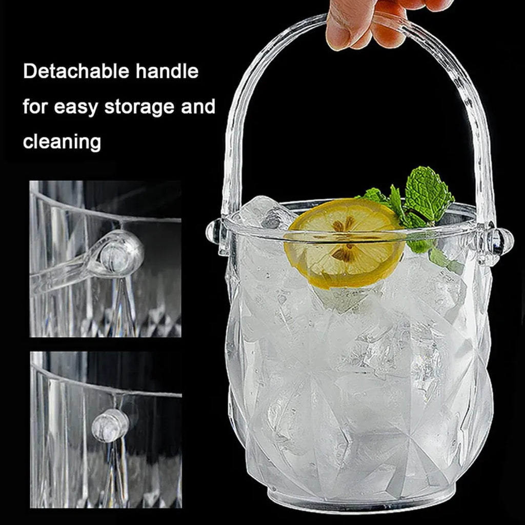 Clear Acrylic Ice Bucket with Tongs, 1.3 Litres