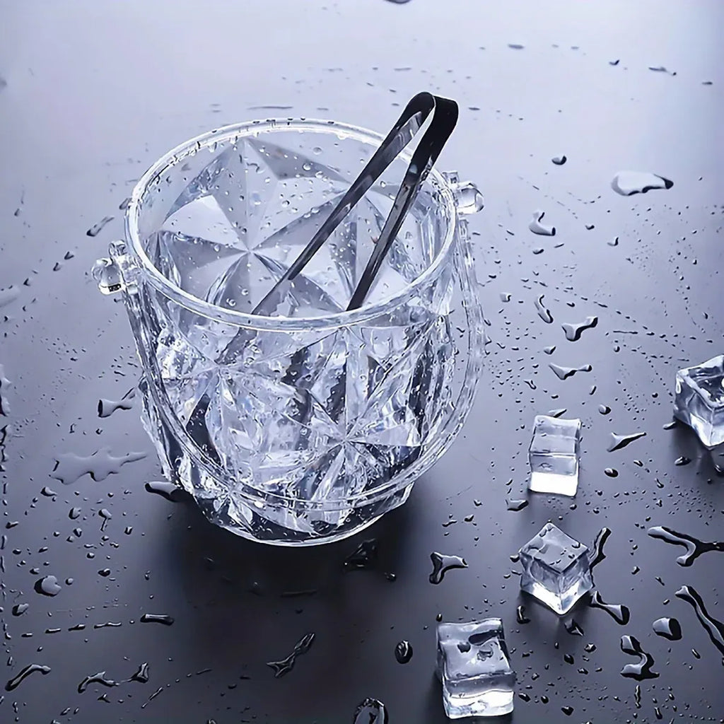 Clear Acrylic Ice Bucket with Tongs, 1.3 Litres