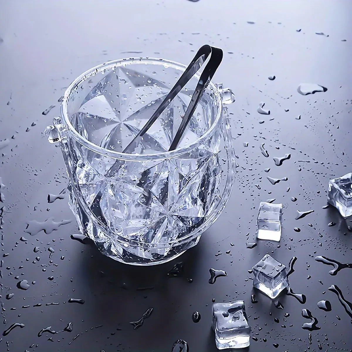 Clear Acrylic Ice Bucket with Tongs, 1.3 Litres