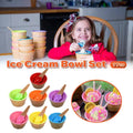 7Pc Set Colourful Ice Cream Cups and Bowls with Spoons Dessert Gift