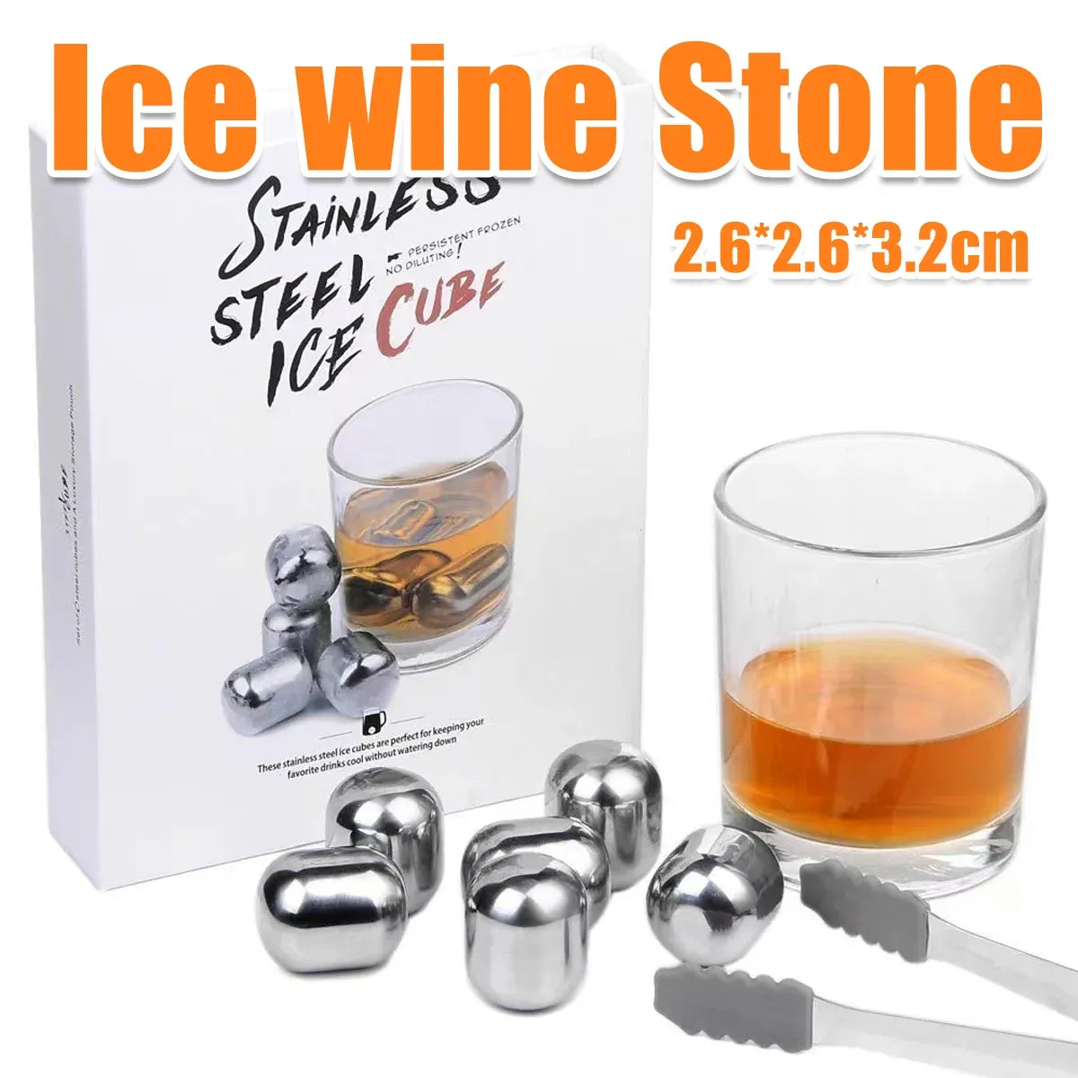 Reusable Metal Drink Chillers with Tongs and Case, 6 Pack