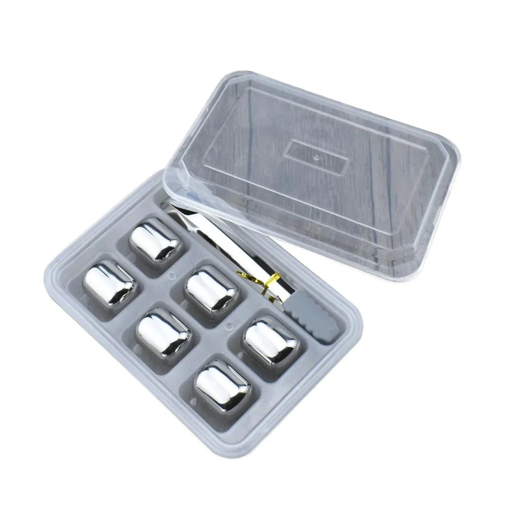 Reusable Metal Drink Chillers with Tongs and Case, 6 Pack