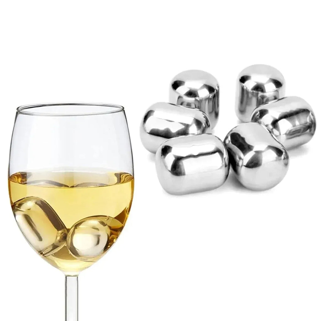 Reusable Metal Drink Chillers with Tongs and Case, 6 Pack