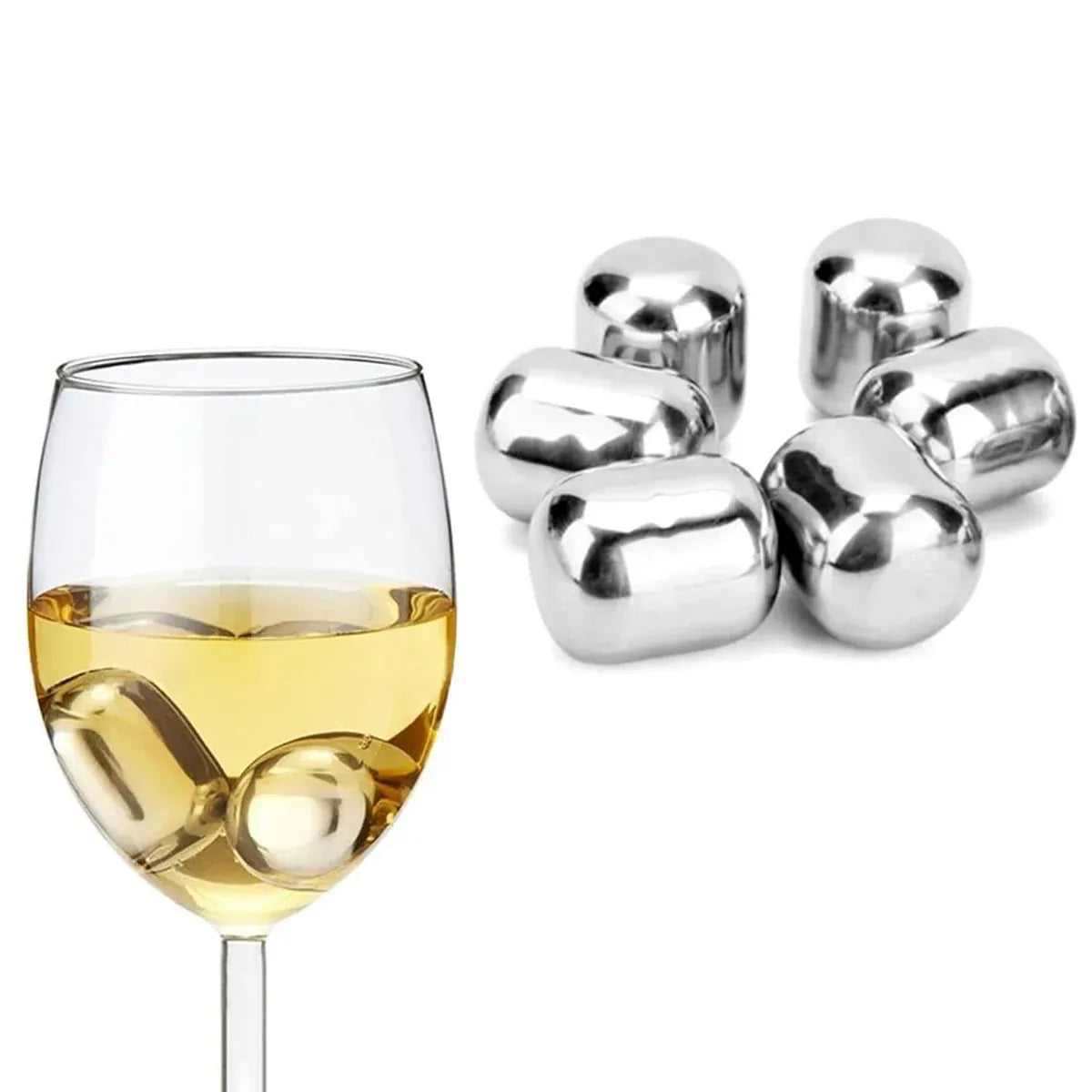 Reusable Metal Drink Chillers with Tongs and Case, 6 Pack