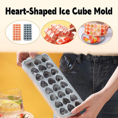 Heart Ice Cube Tray Set, 2 x 21 Cavities