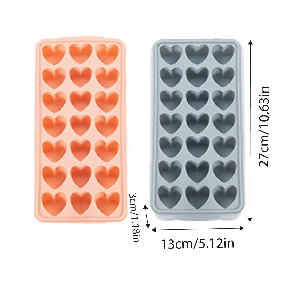 Heart Ice Cube Tray Set, 2 x 21 Cavities