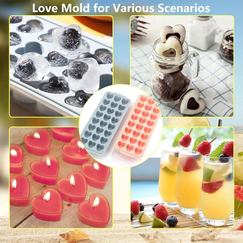 Heart Ice Cube Tray Set, 2 x 21 Cavities