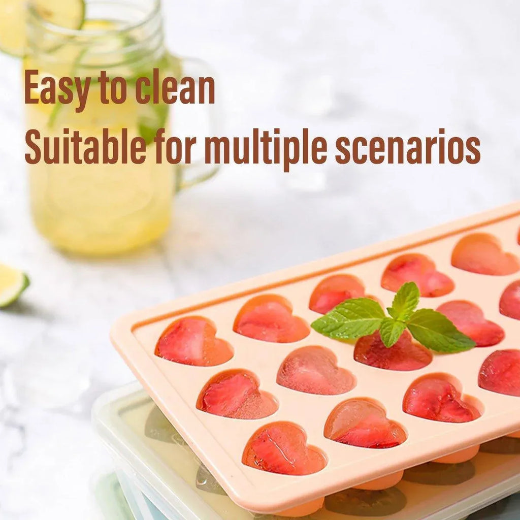 Heart Ice Cube Tray Set, 2 x 21 Cavities
