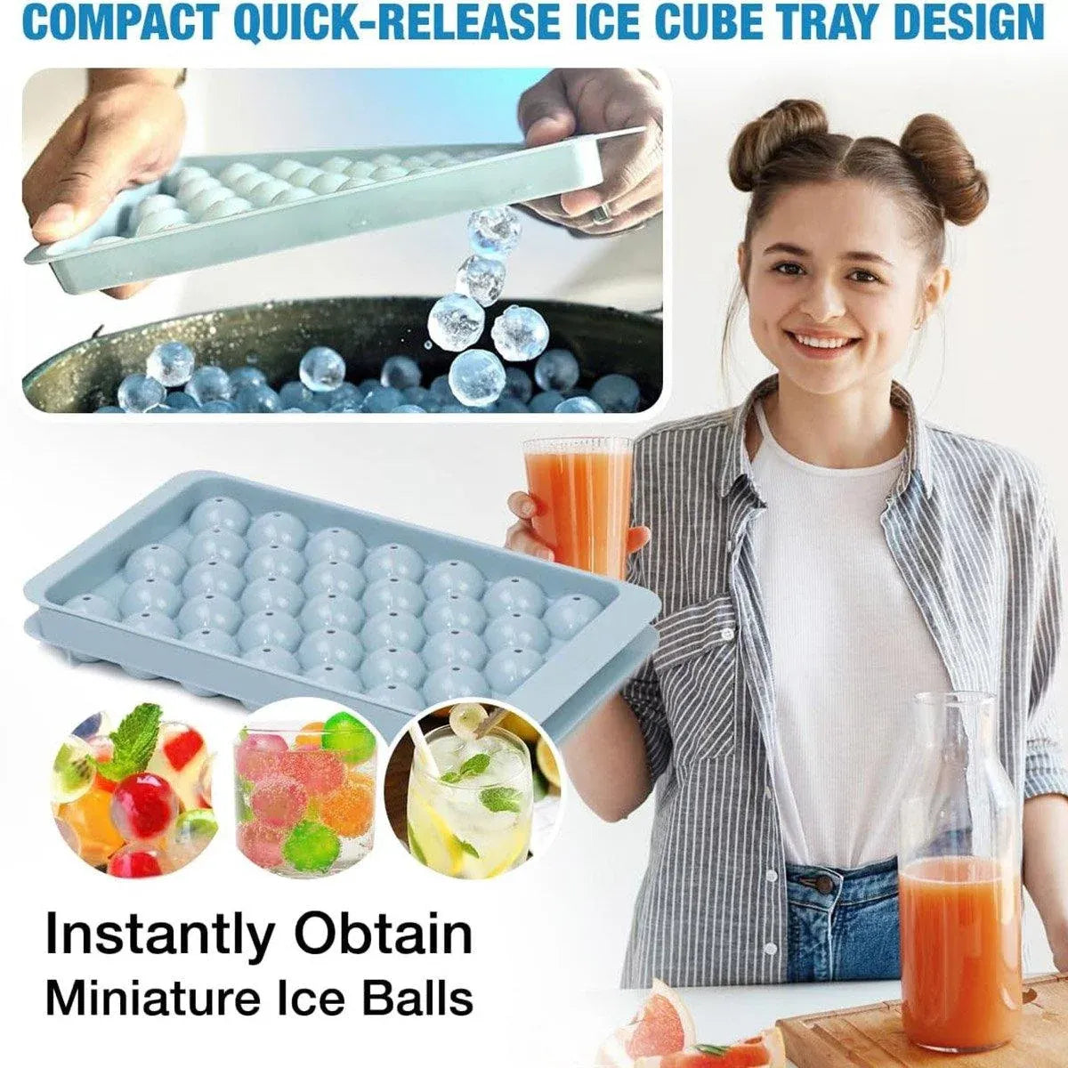 3 Layer Ice Cube Tray Mold Home Ice Compartment Press for Freezer
