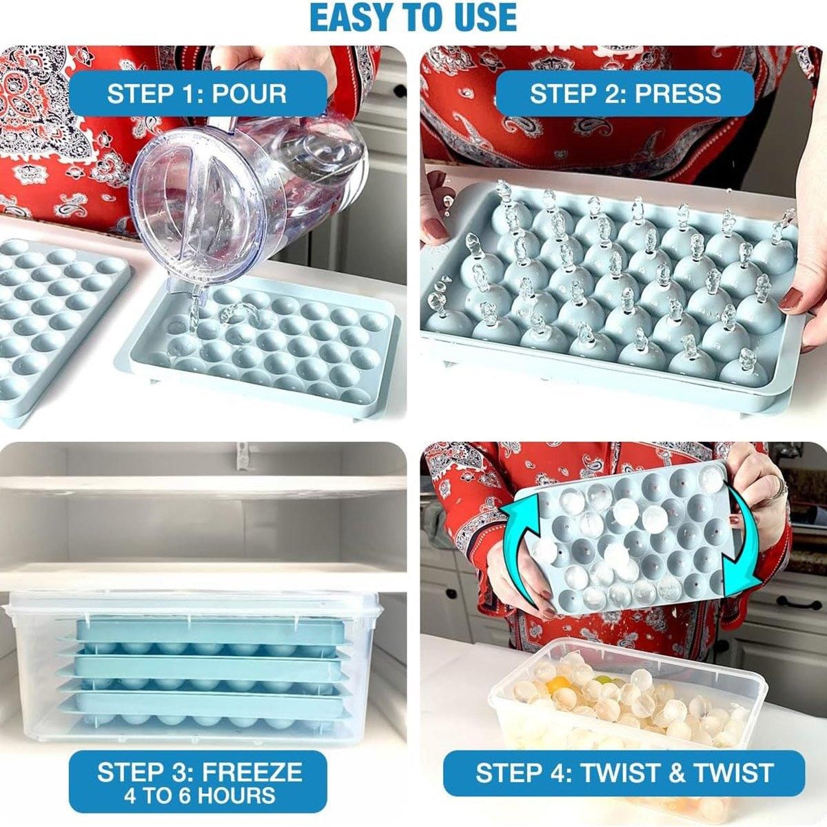 3 Layer Ice Cube Tray Mold Home Ice Compartment Press for Freezer