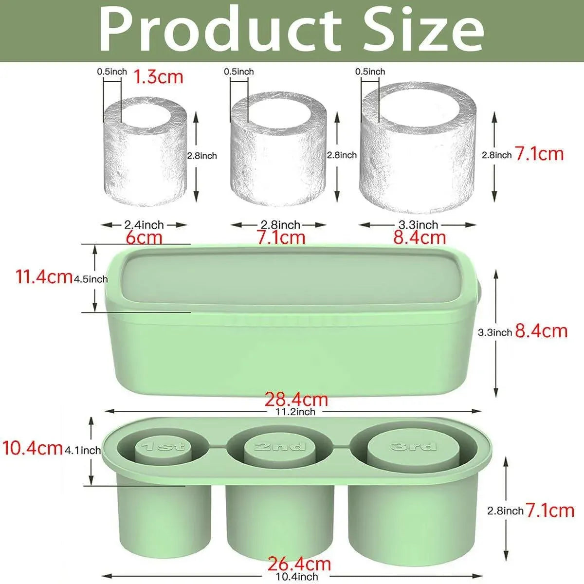 Silicone Ice Cube Tray with Lid for 20, 30 and 40 oz Tumblers