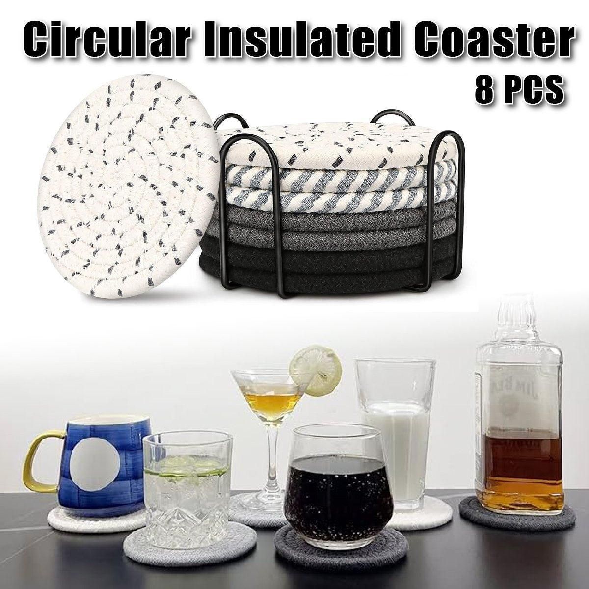 Cotton Rope Coasters with Metal Holder, Set of 8