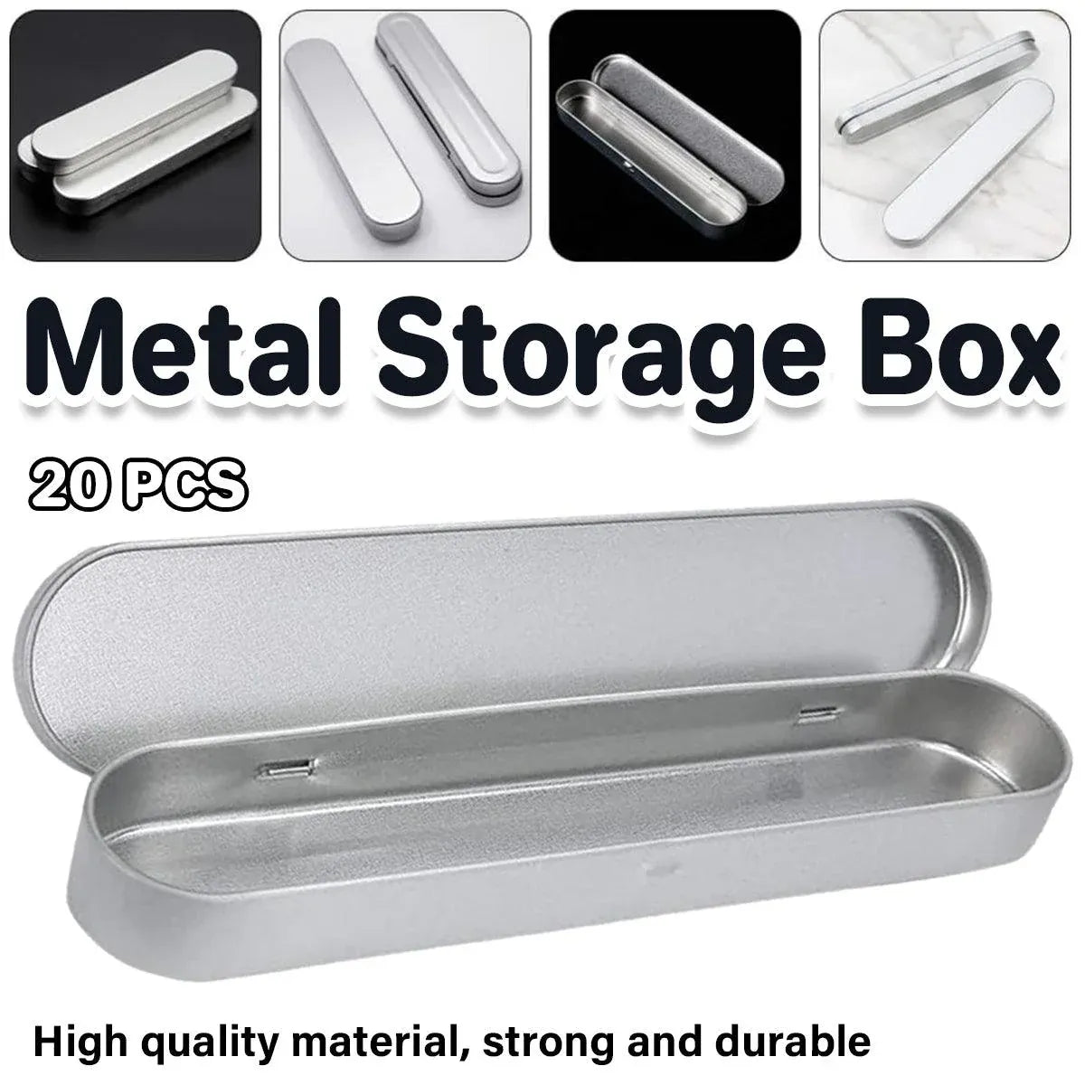 Metal Pencil Tins with Hinged Lid, 20 Pack