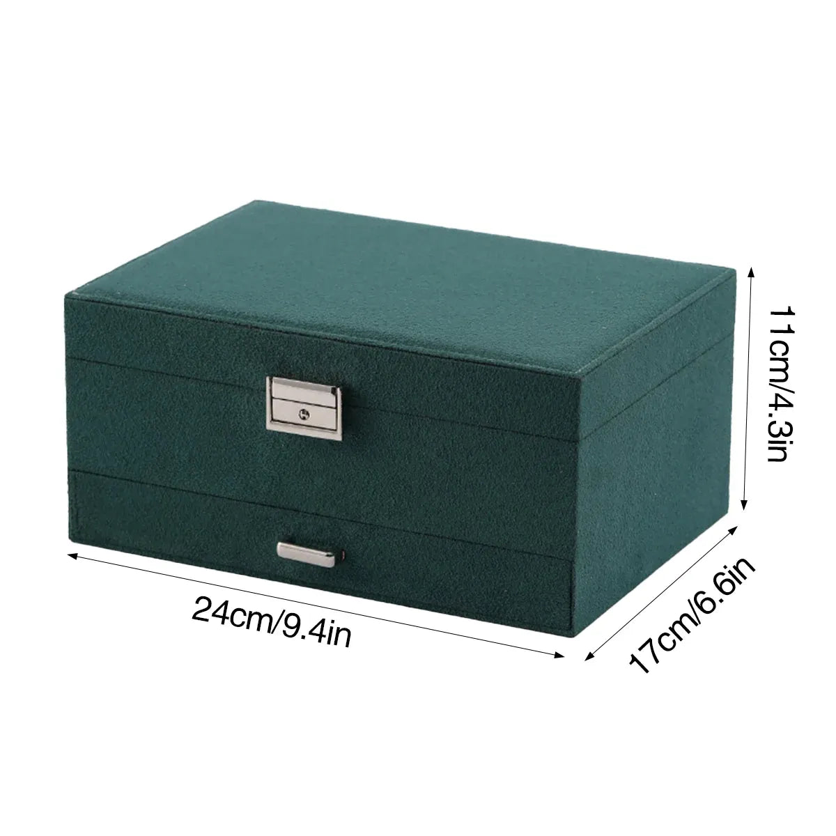 3 Tier Lockable Jewellery Box with Drawer, 24 x 17 x 11 cm