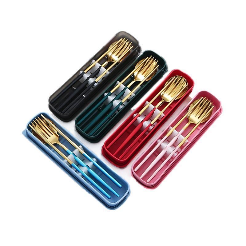 Portable Stainless Steel Cutlery Set with Case, 5 Pieces