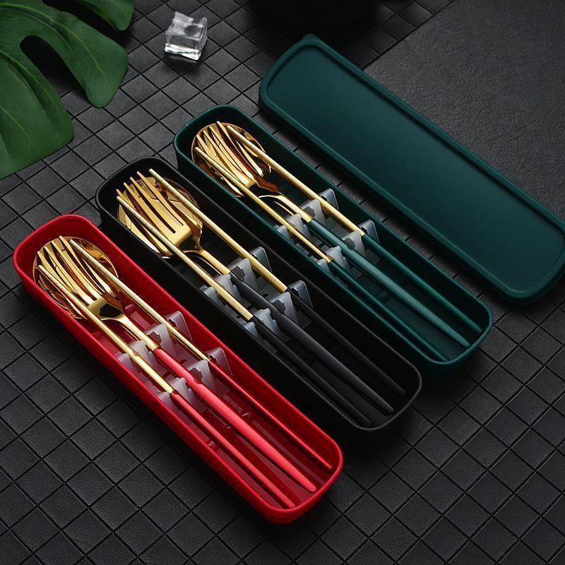 Portable Stainless Steel Cutlery Set with Case, 5 Pieces