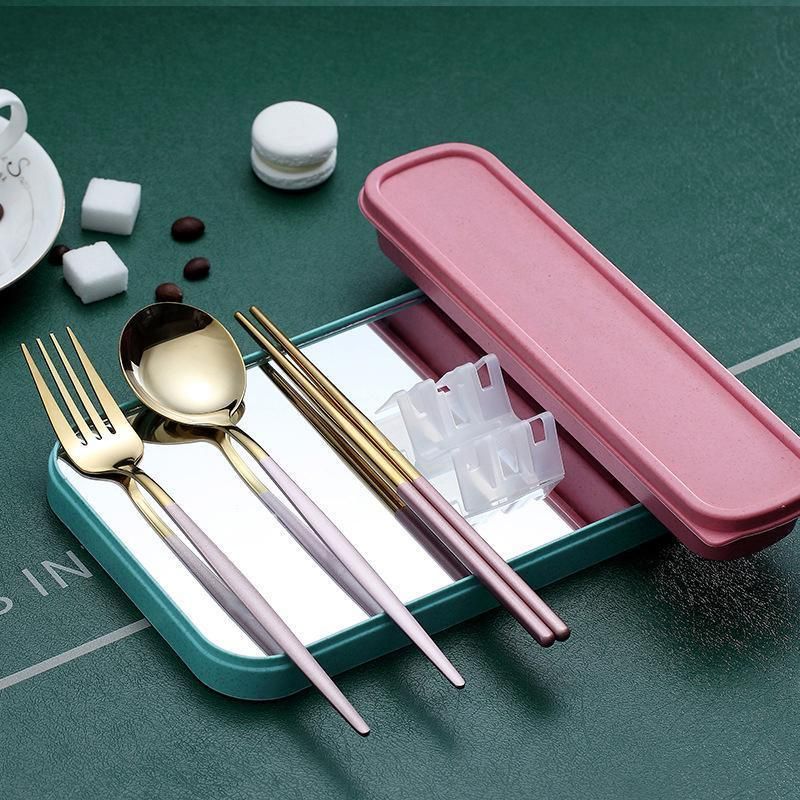 Portable Stainless Steel Cutlery Set with Case, 5 Pieces