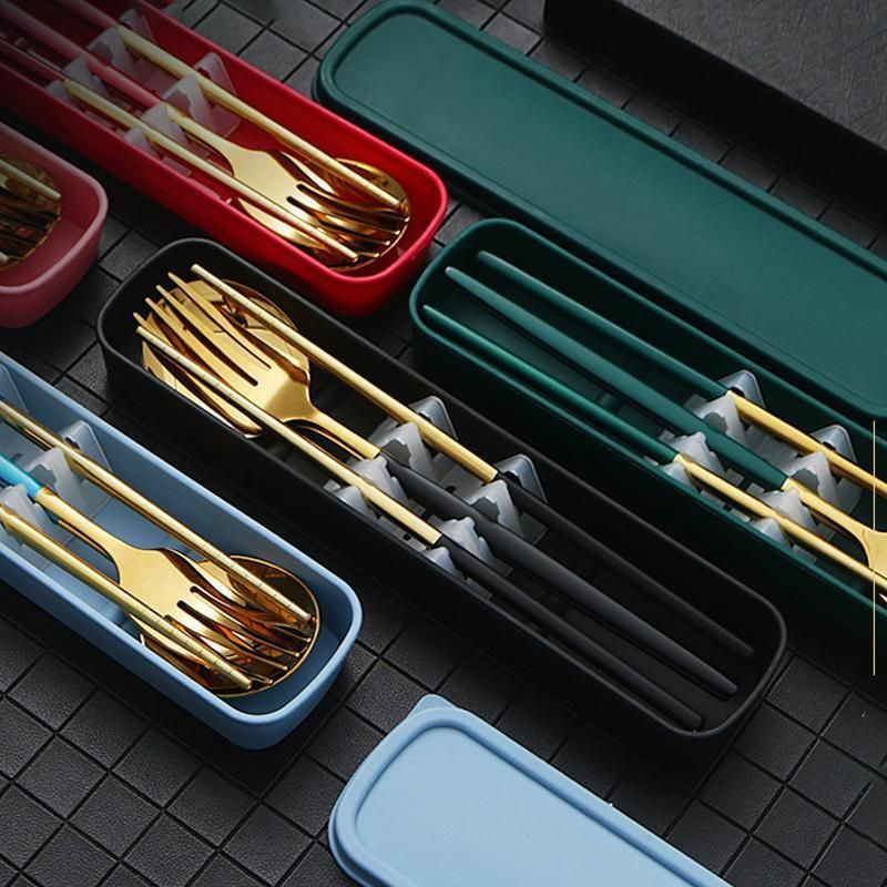 Portable Stainless Steel Cutlery Set with Case, 5 Pieces