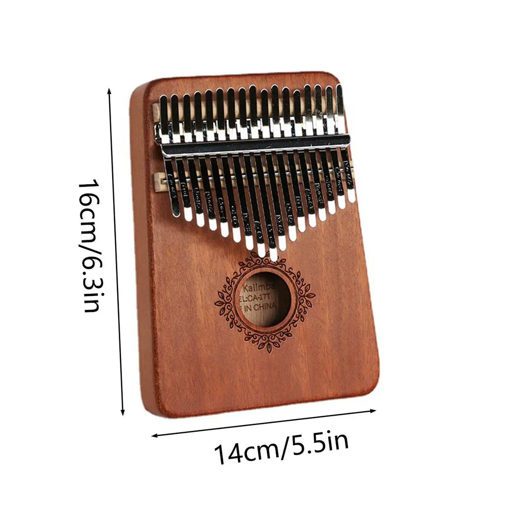 17 Key Mahogany Kalimba Thumb Piano, 16 x 14 cm