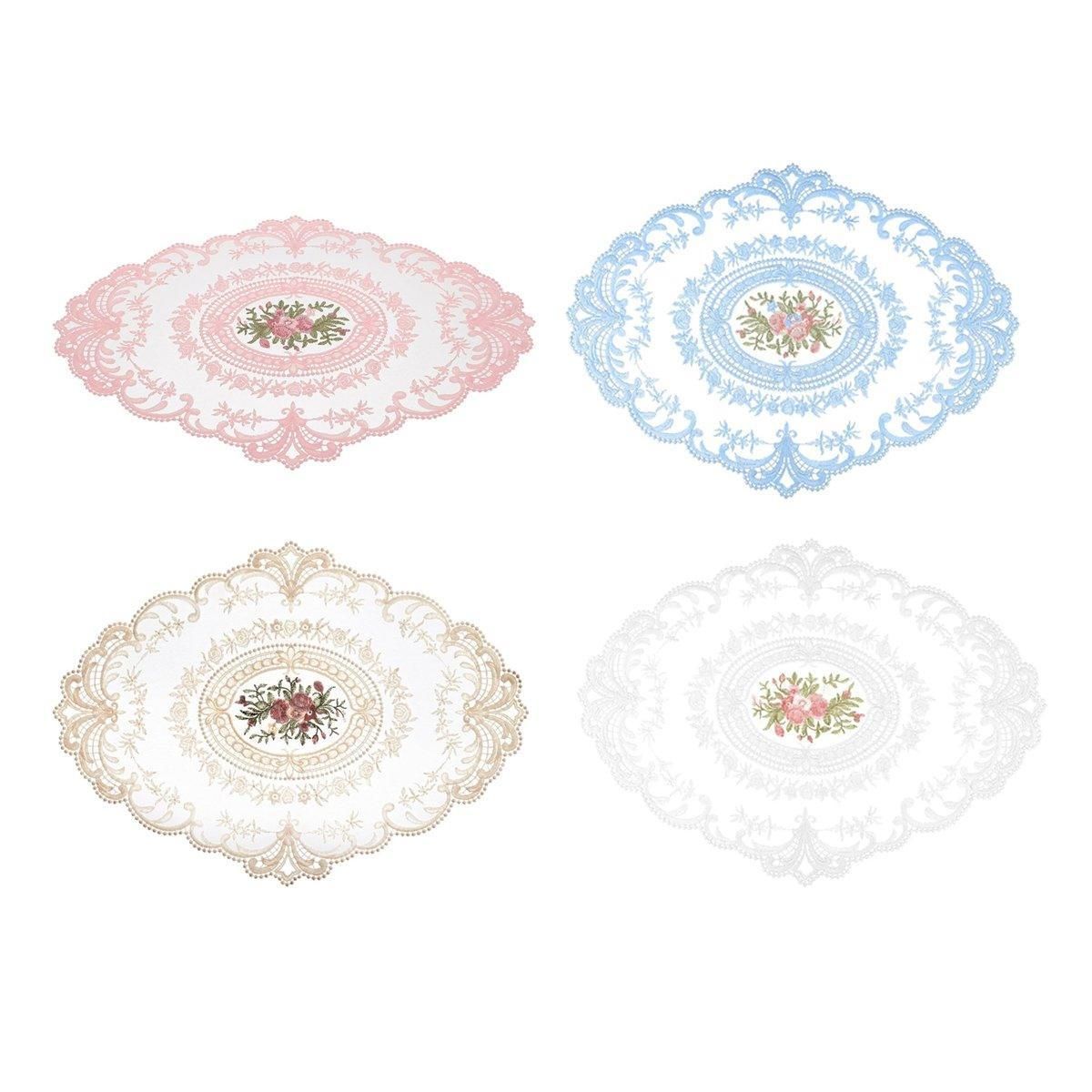 Retro Lace Oval Placemats, Pack of 4, 31 x 42 cm