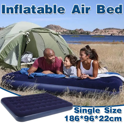 Single Inflatable Airbed 186x96cm Easy Inflate Flocked Air