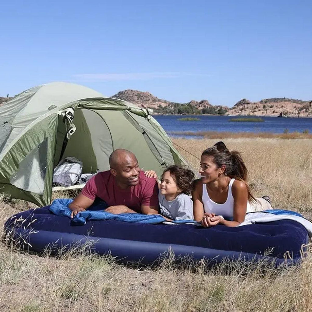 Single Inflatable Airbed 186x96cm Easy Inflate Flocked Air