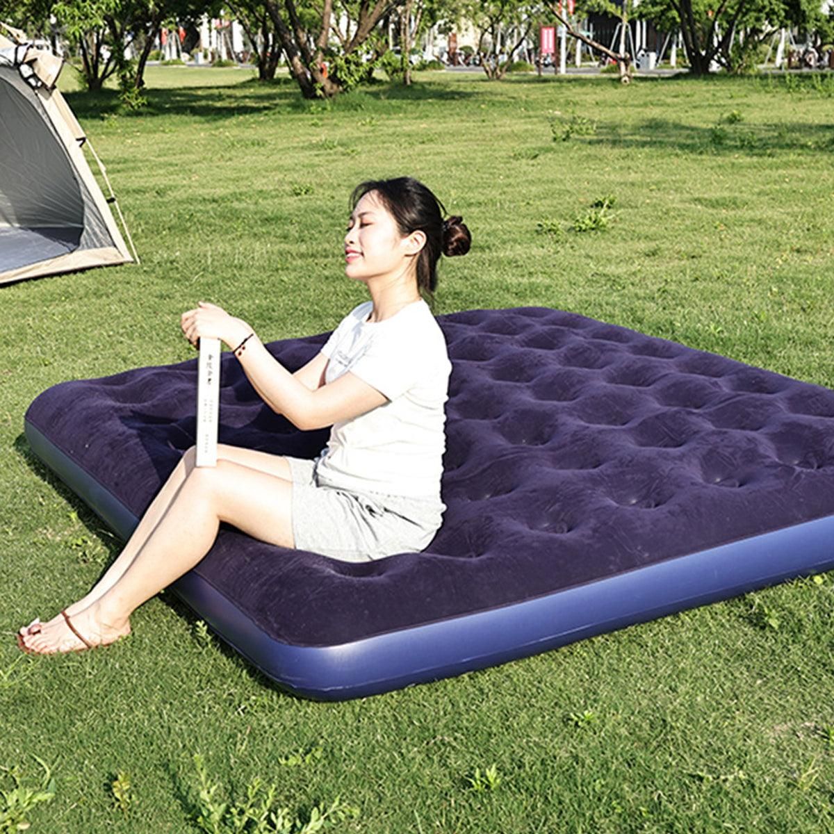 Single Inflatable Airbed 186x96cm Easy Inflate Flocked Air
