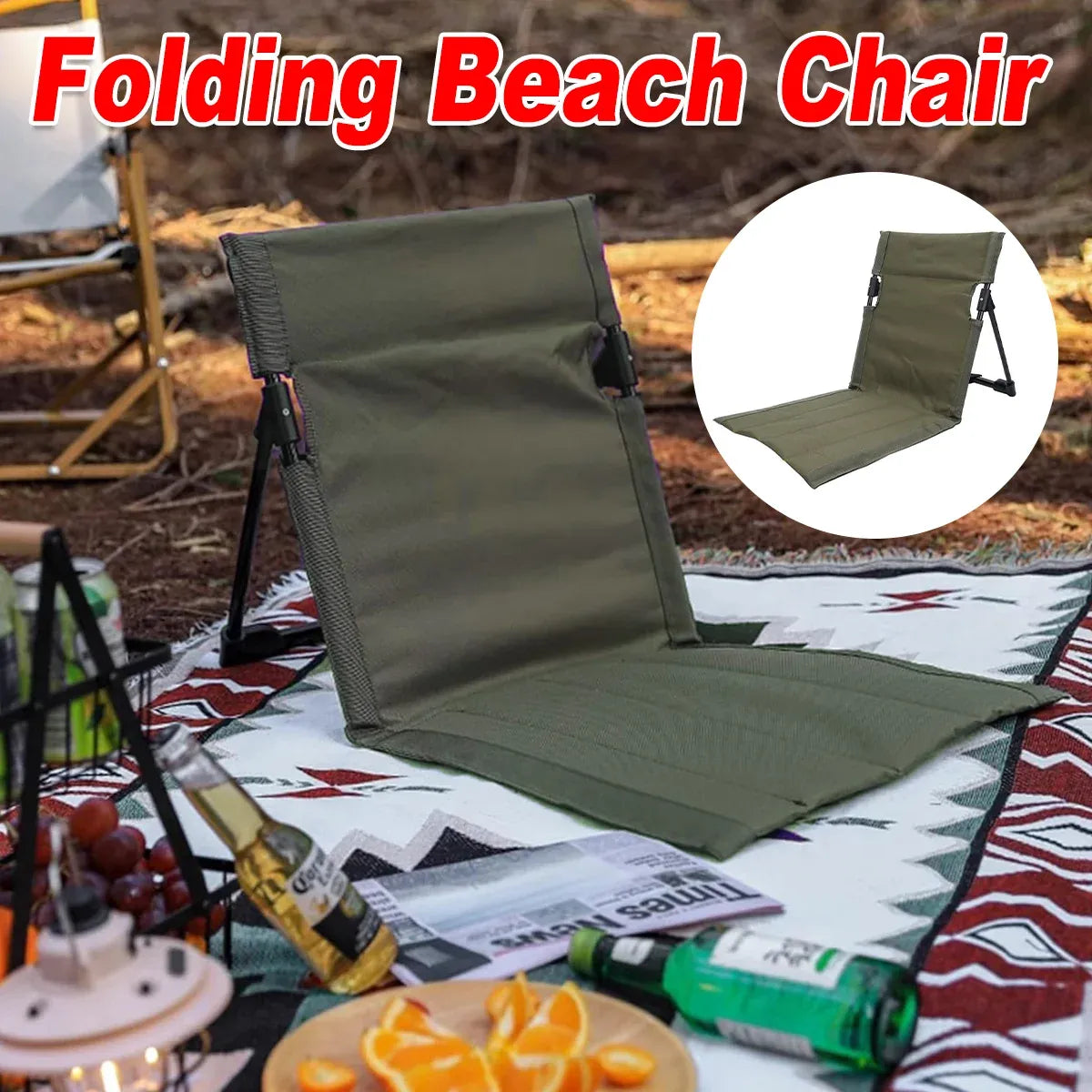 Outdoor Folding Beach Garden Lounge Chair Portable Lawn Chair