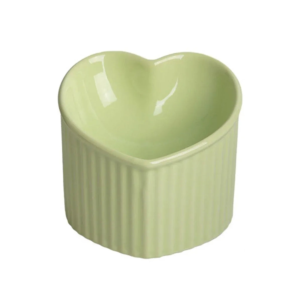 Love Shape Slanted Cat Bowl Ceramic Pet Bowl