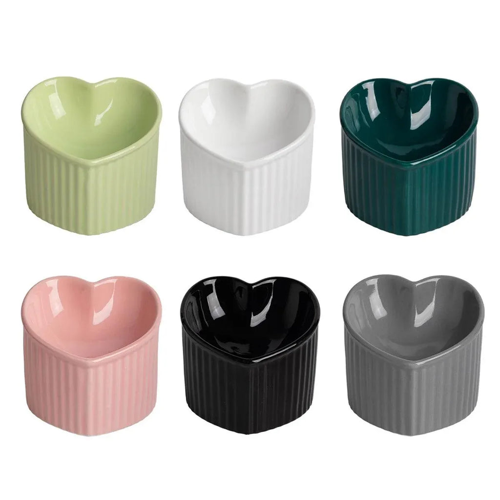 Love Shape Slanted Cat Bowl Ceramic Pet Bowl