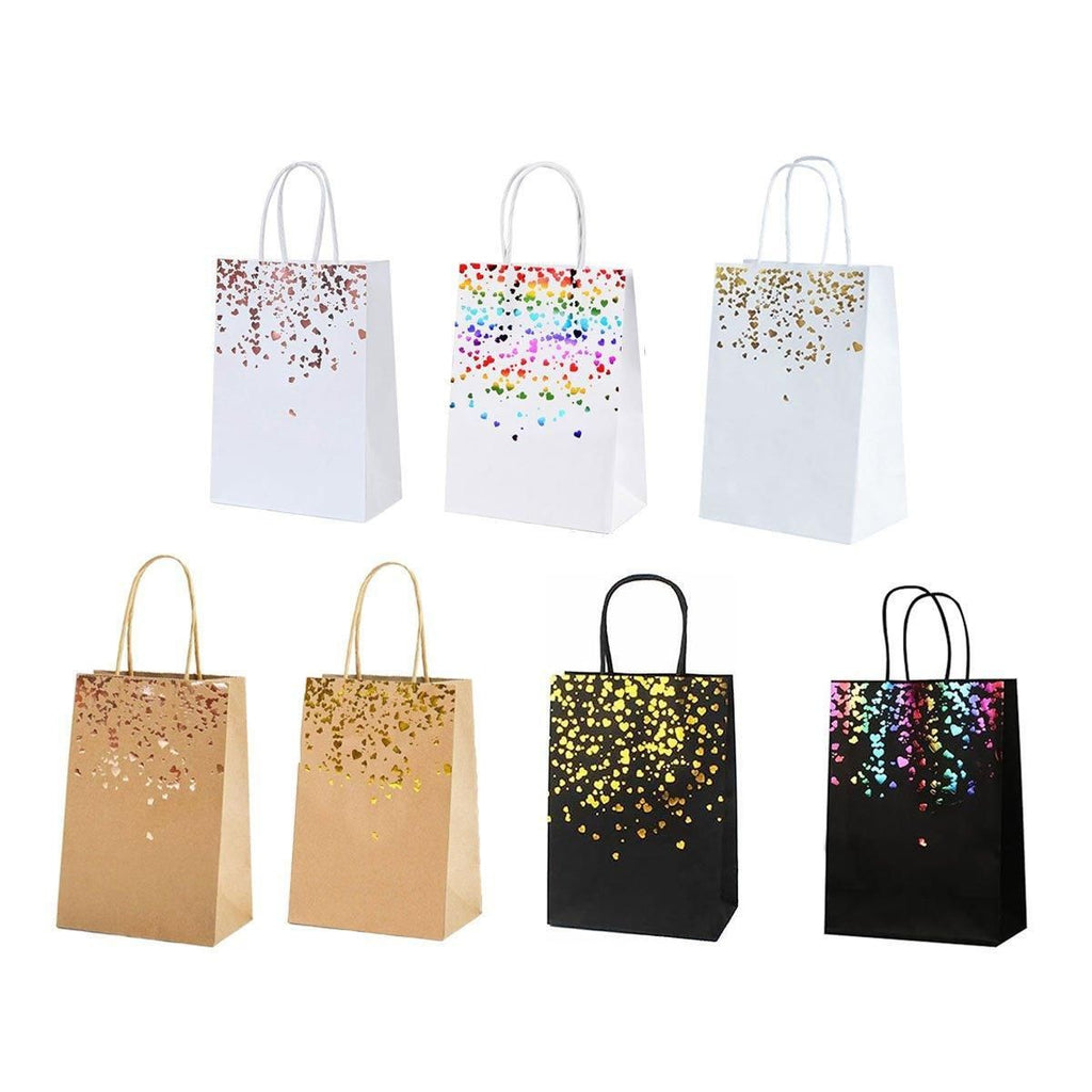 Kraft Paper Heart Gift Bags with Gold Foil, 30 Pack, 16 x 8 x 22 cm