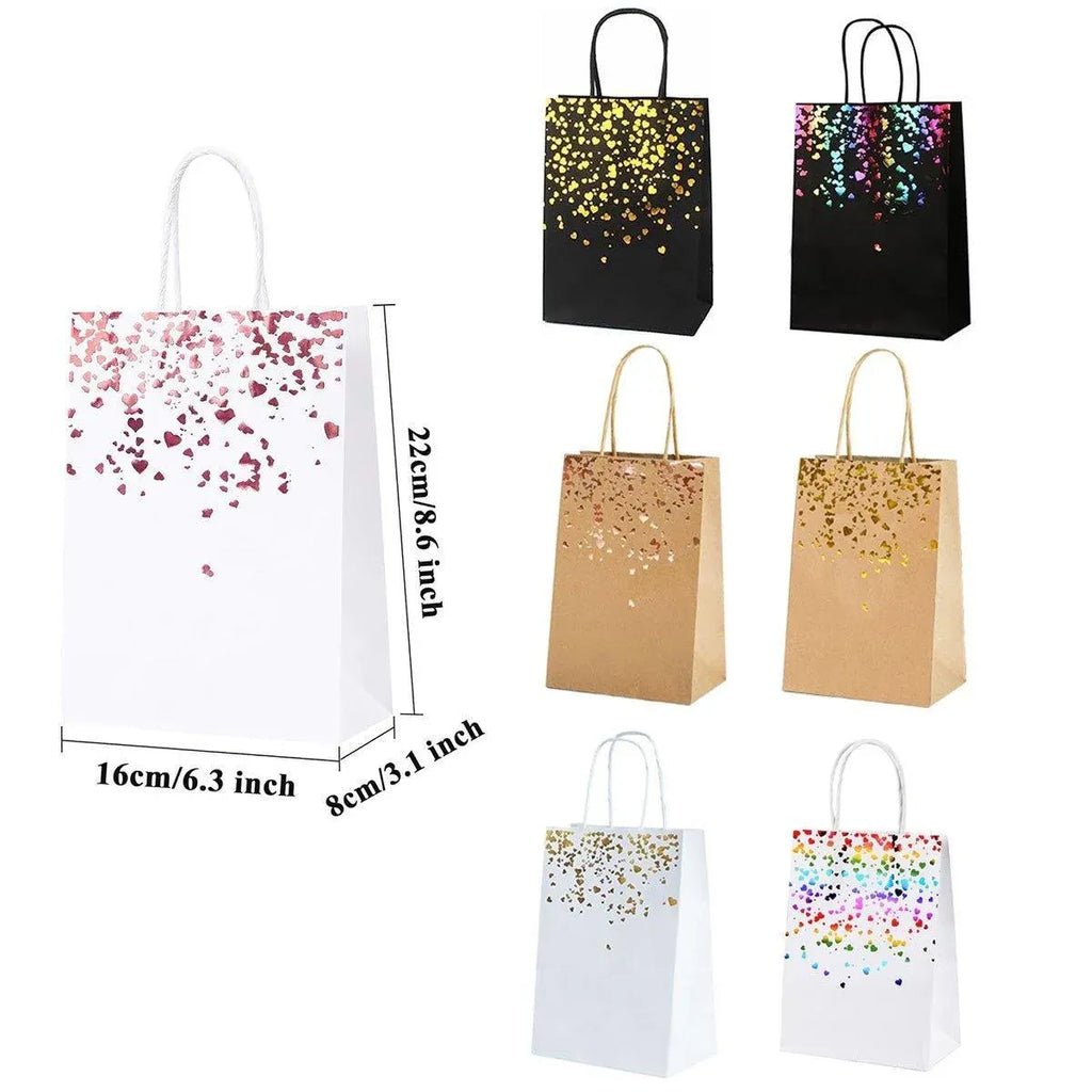 Kraft Paper Heart Gift Bags with Gold Foil, 30 Pack, 16 x 8 x 22 cm