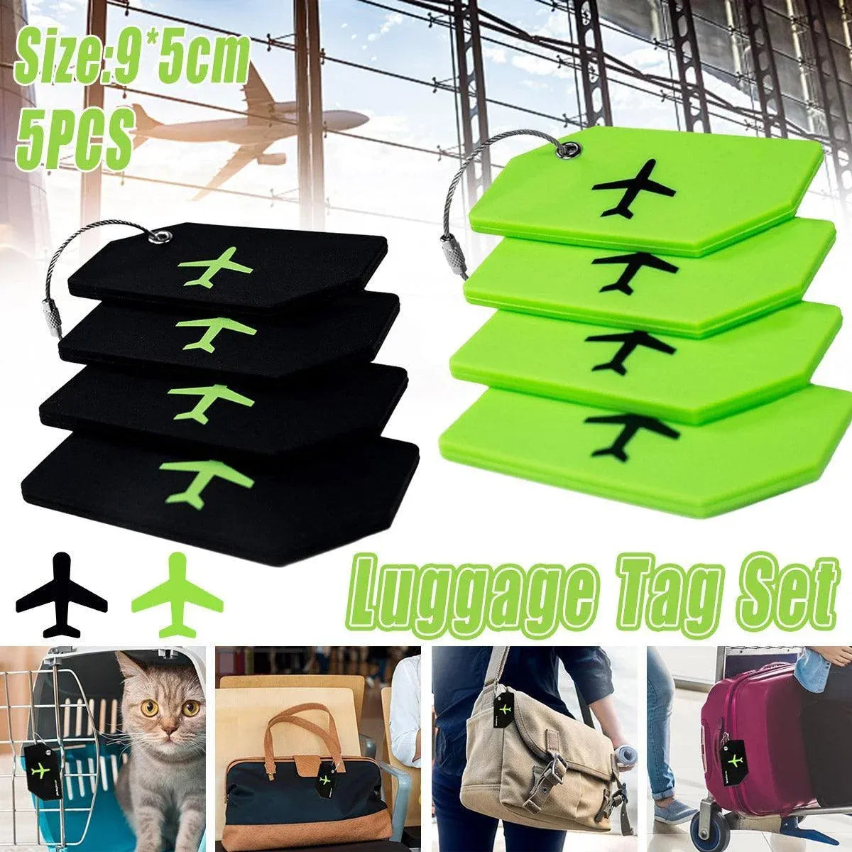 5PCS High-Quality Silicone Luggage Tags Name Address Boarding