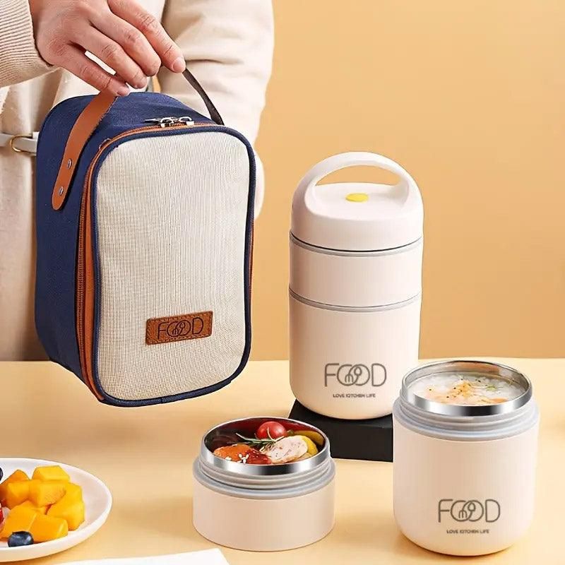 3PCS Insulated Lunch Box Soup Container Portable Breakfast Food