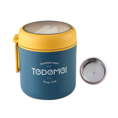 316 Stainless Steel Insulated Food Jar with Spoon, Blue, 530 ml