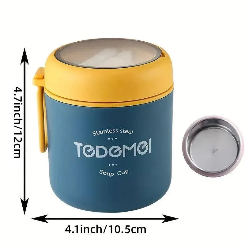316 Stainless Steel Insulated Food Jar with Spoon, Blue, 530 ml