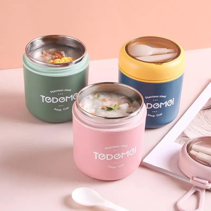 316 Stainless Steel Insulated Food Jar with Spoon, Blue, 530 ml