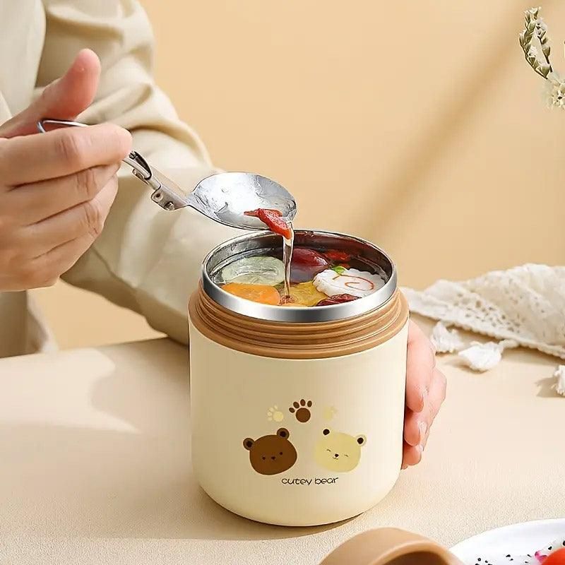 460ml Bear Insulated Soup Container Portable Box Breakfast Food