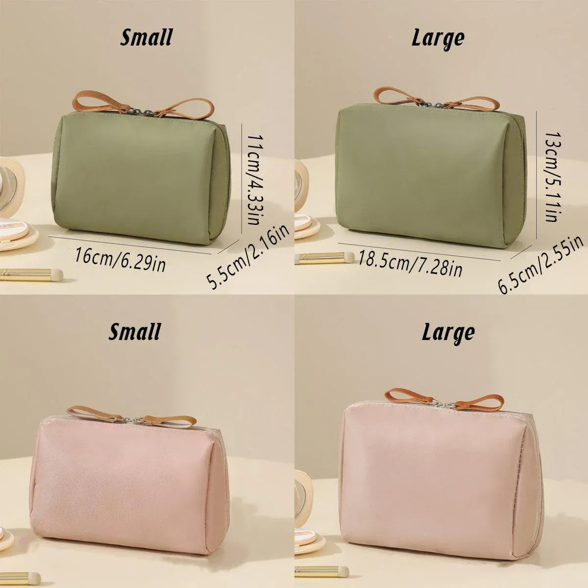 Waterproof Nylon Makeup Bag Set, 4 Pieces