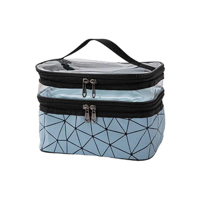 Double-Layer Waterproof Cosmetic Bag with Clear Top, 23 x 17 x 16 cm