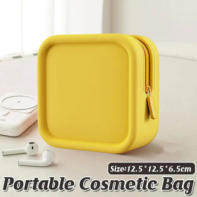 Yellow Zip Cosmetic Bag, 12.5 x 12.5 x 6.5 cm