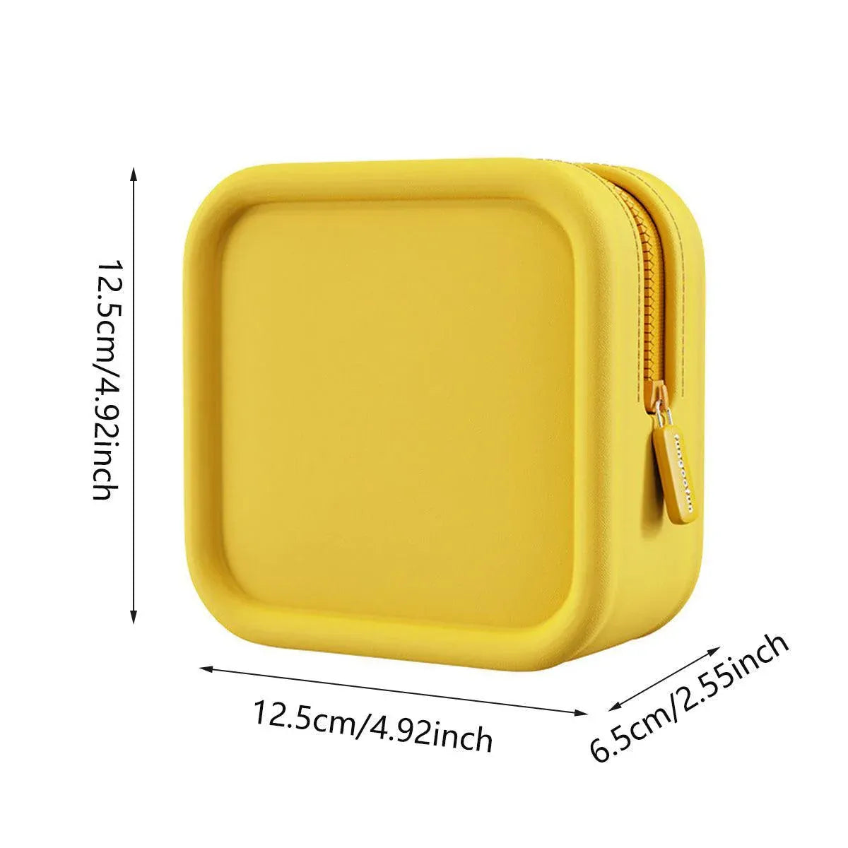 Yellow Zip Cosmetic Bag, 12.5 x 12.5 x 6.5 cm