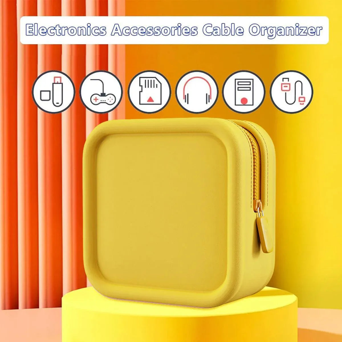 Yellow Zip Cosmetic Bag, 12.5 x 12.5 x 6.5 cm